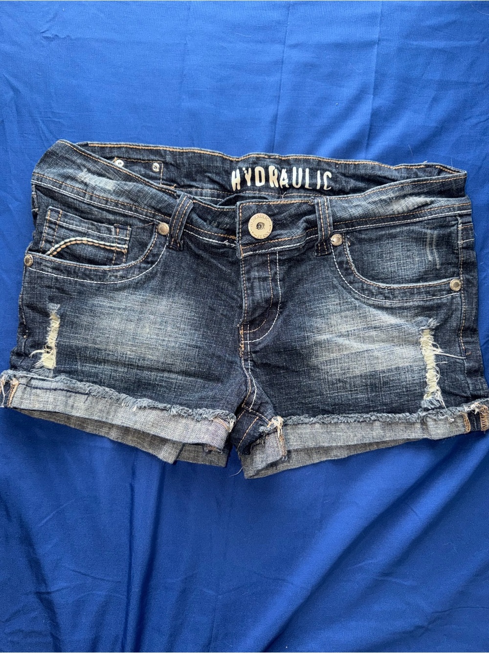 Hydraulic Women's Blue Distressed Denim Cutoff Shorts